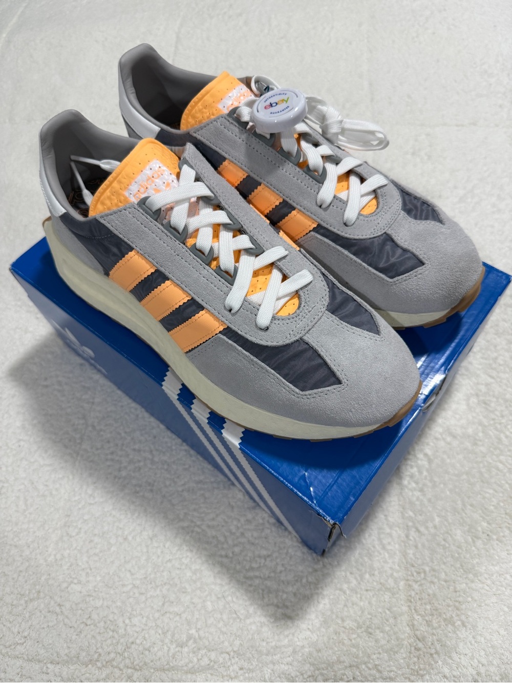 adidas Men’s Grey & Orange Low-Top Retro Sneakers